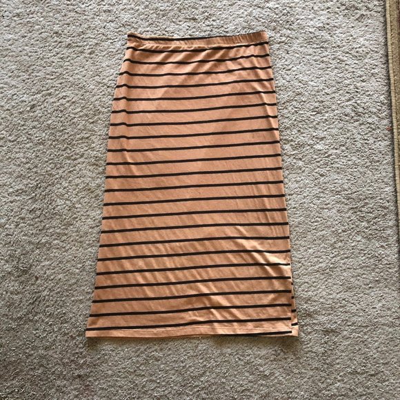 Lush Black and Carmel Colored Striped Pencil Skirt - Picture 1 of 6